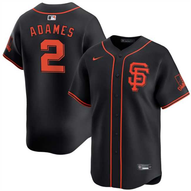 Men%27s San Francisco Giants #2 Willy Adames Black 2024 Black AlternateLimited Stitched Jersey Dzhi->san francisco giants->MLB Jersey